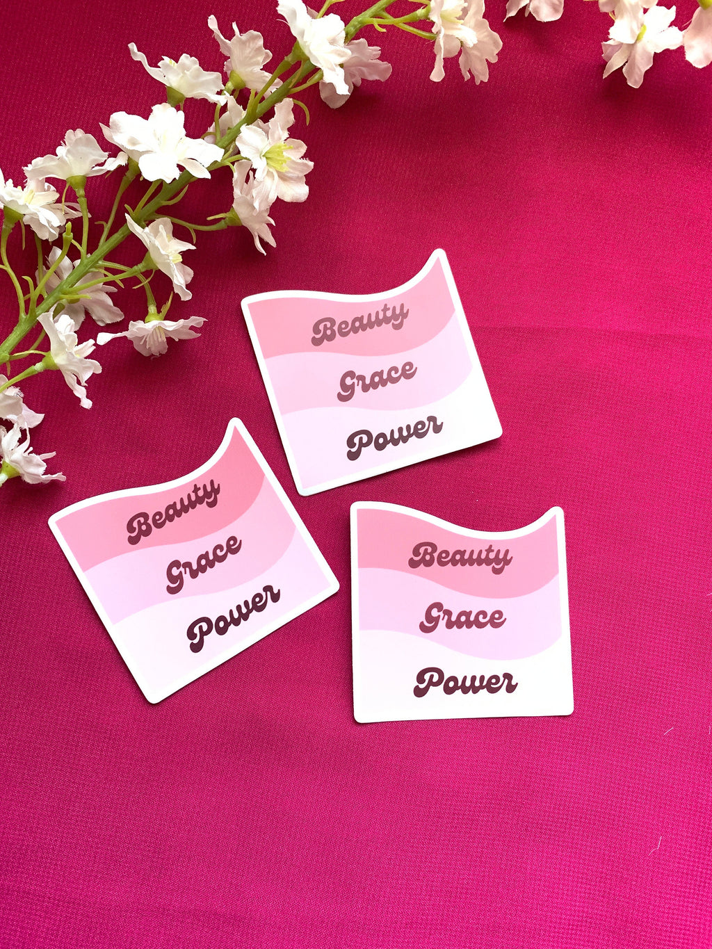 Beauty, Grace, Power Matte Sticker