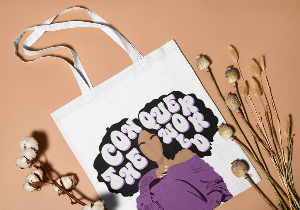 Conquer The World Cotton Tote Bag