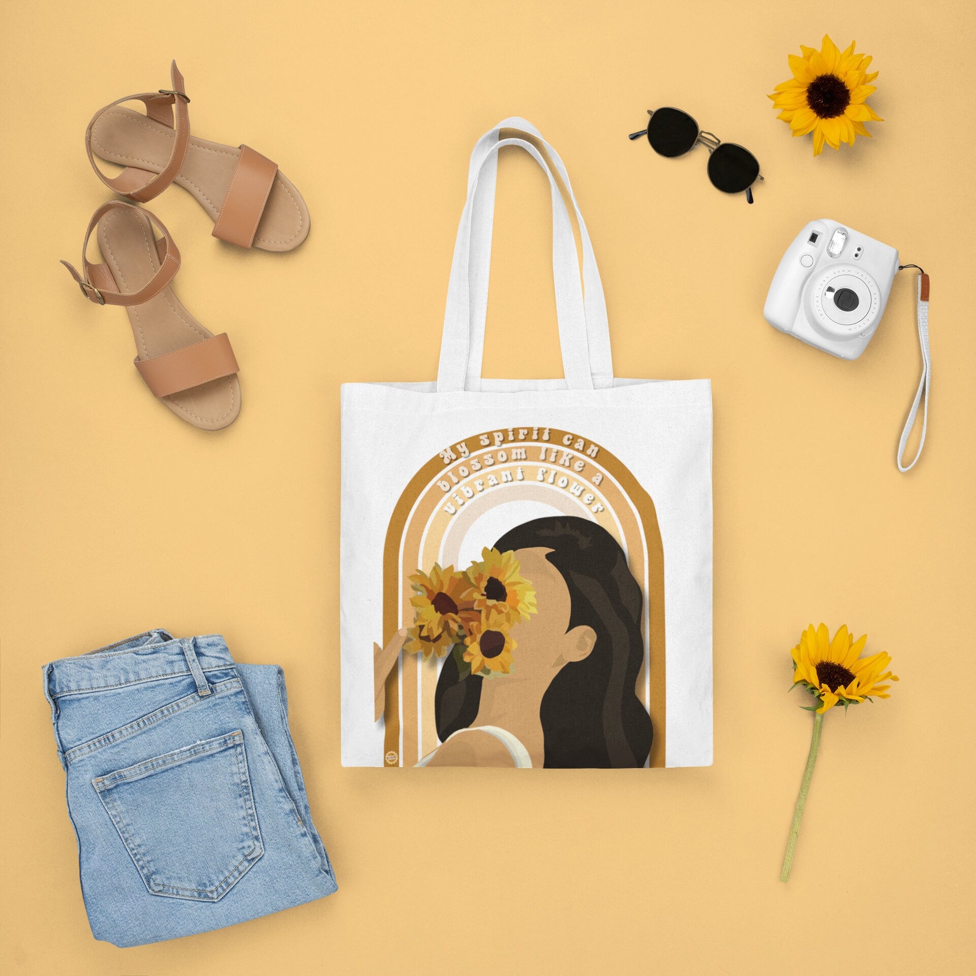 Vibrant Flower Cotton Tote Bag