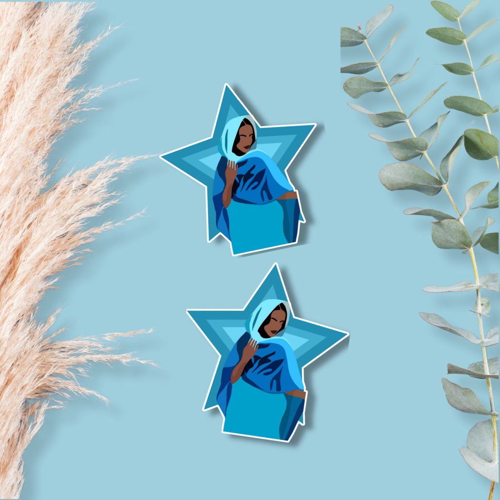 Blue Star Hijabi Matte Sticker