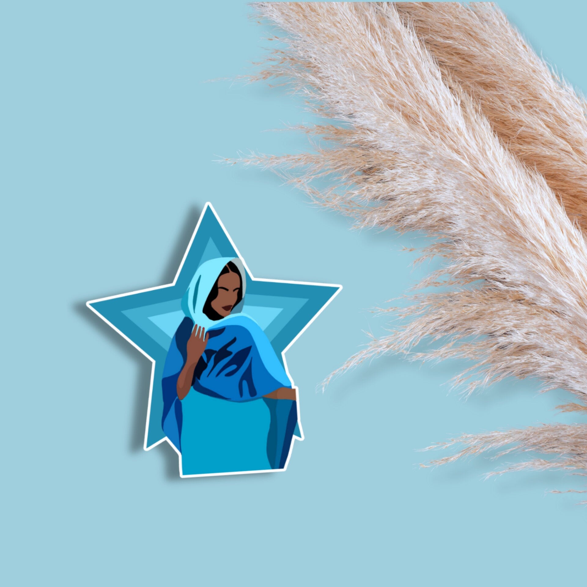 Blue Star Hijabi Matte Sticker