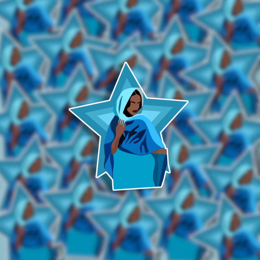 Blue Star Hijabi Matte Sticker