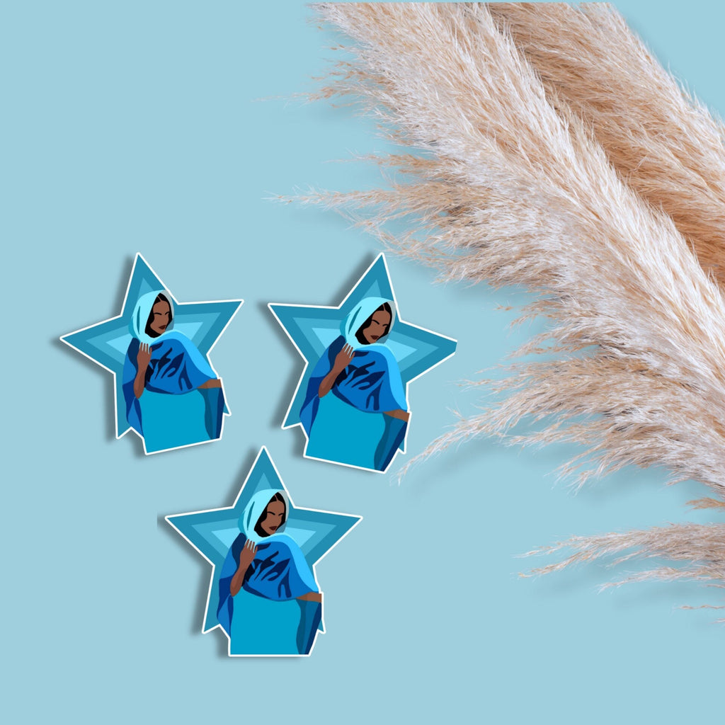 Blue Star Hijabi Matte Sticker