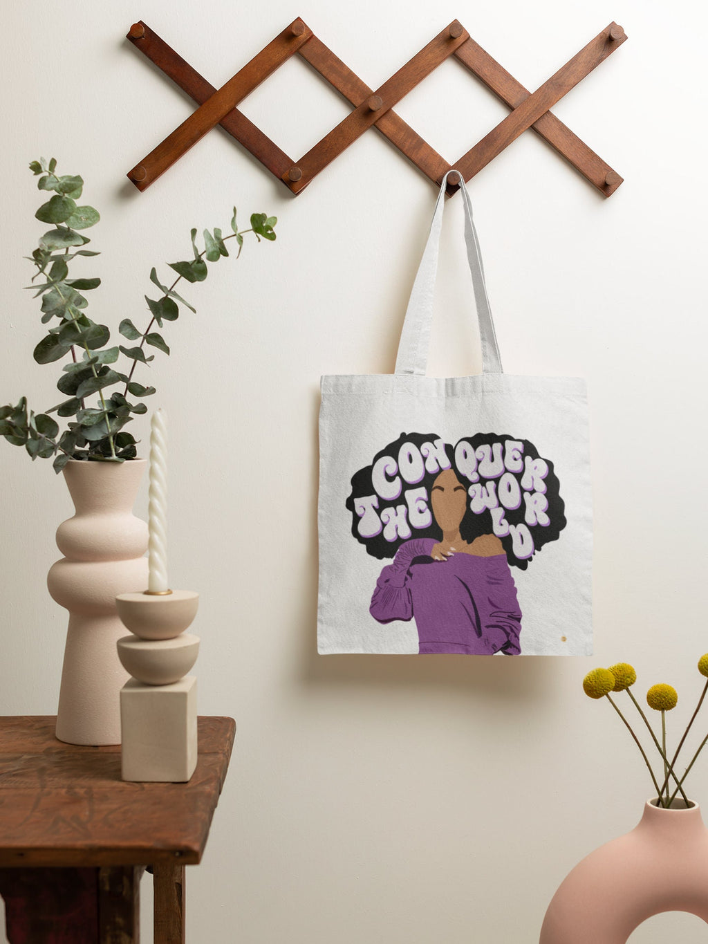 Conquer The World Cotton Tote Bag