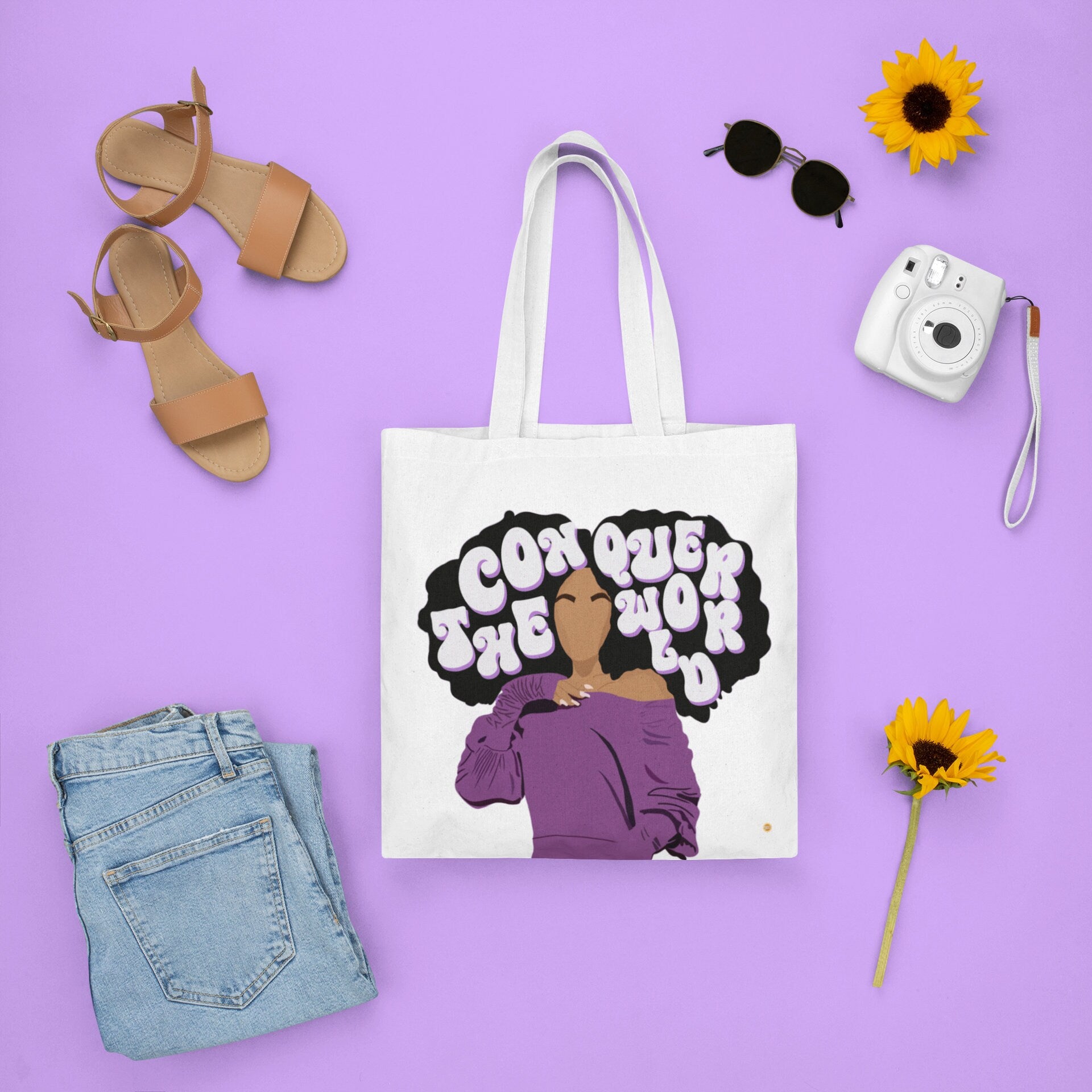 Conquer The World Cotton Tote Bag