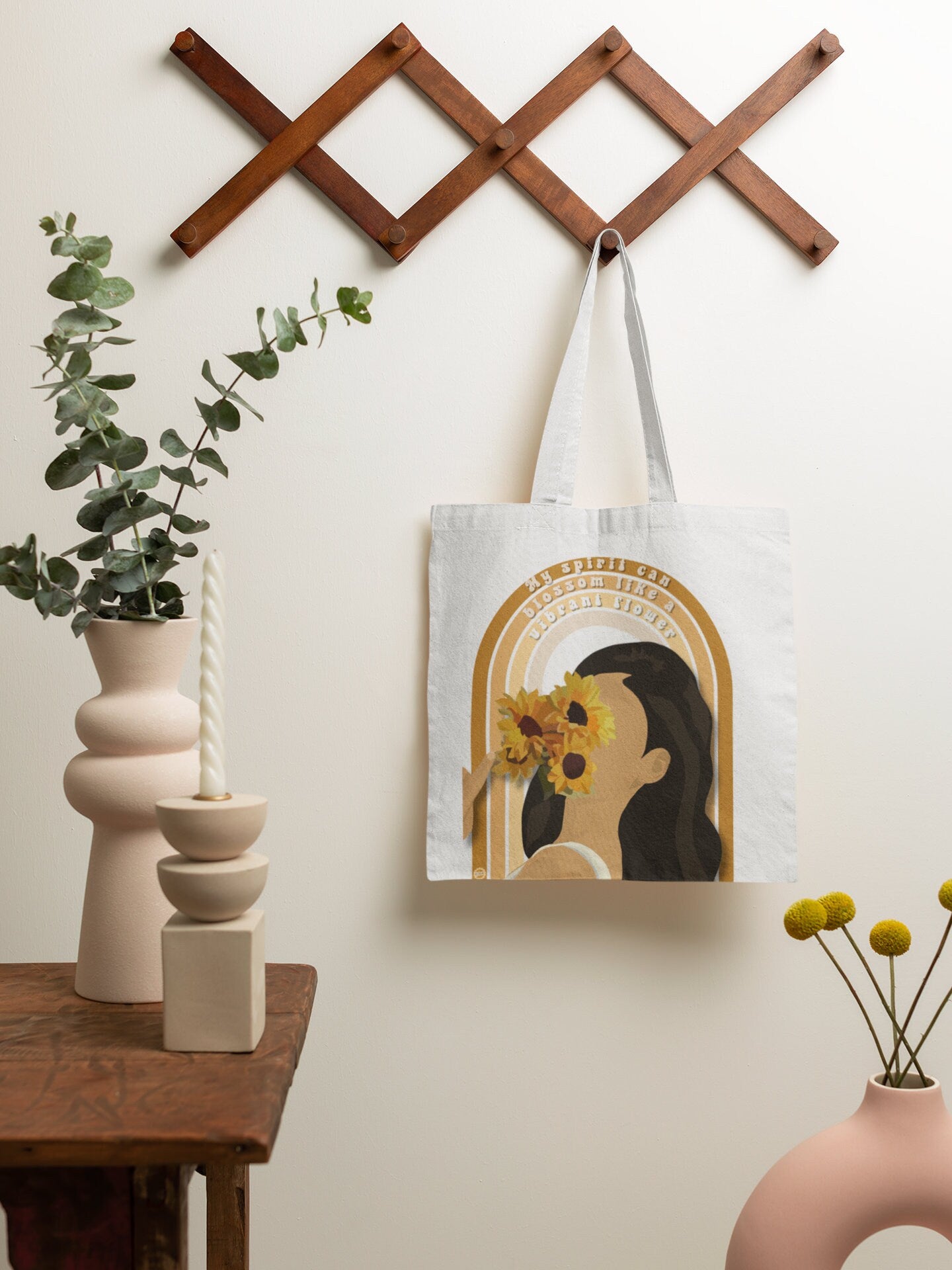 Vibrant Flower Cotton Tote Bag