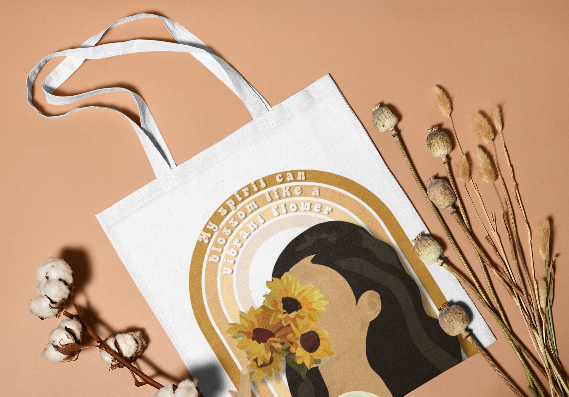 Vibrant Flower Cotton Tote Bag