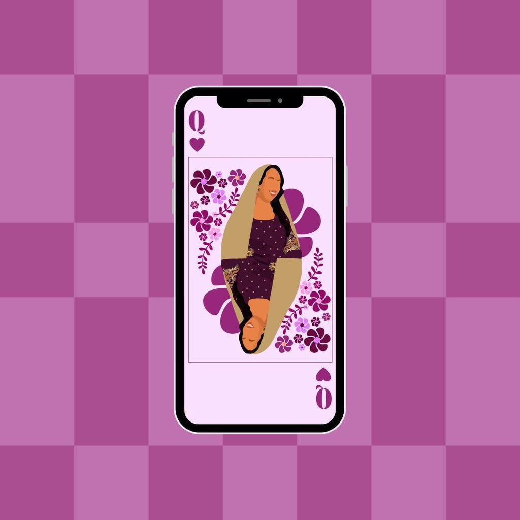 Retro Hijabi Queen iPhone Wallpaper | Groovy Floral Phone Background (Digital Download)