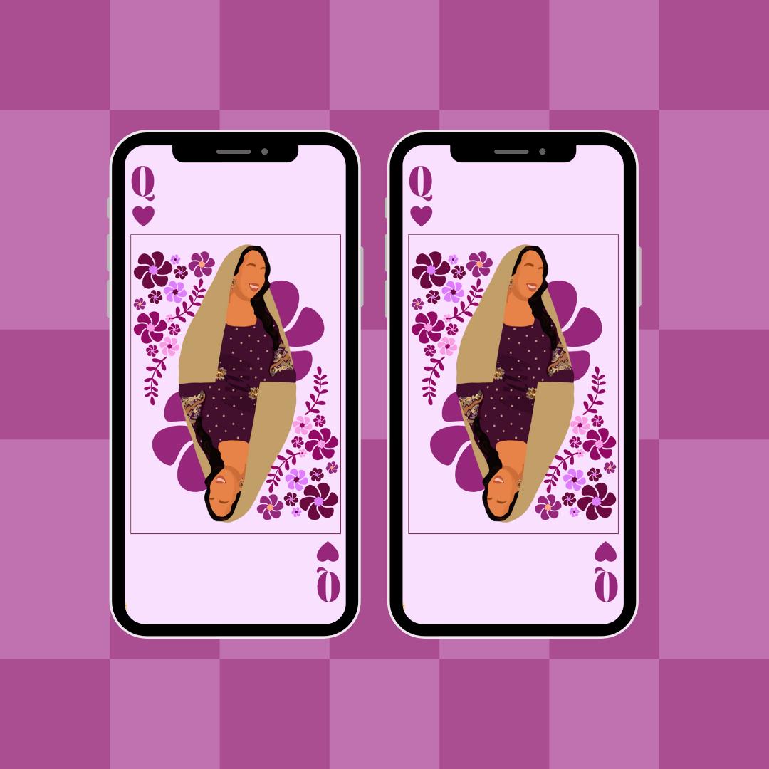 Retro Hijabi Queen iPhone Wallpaper | Groovy Floral Phone Background (Digital Download)
