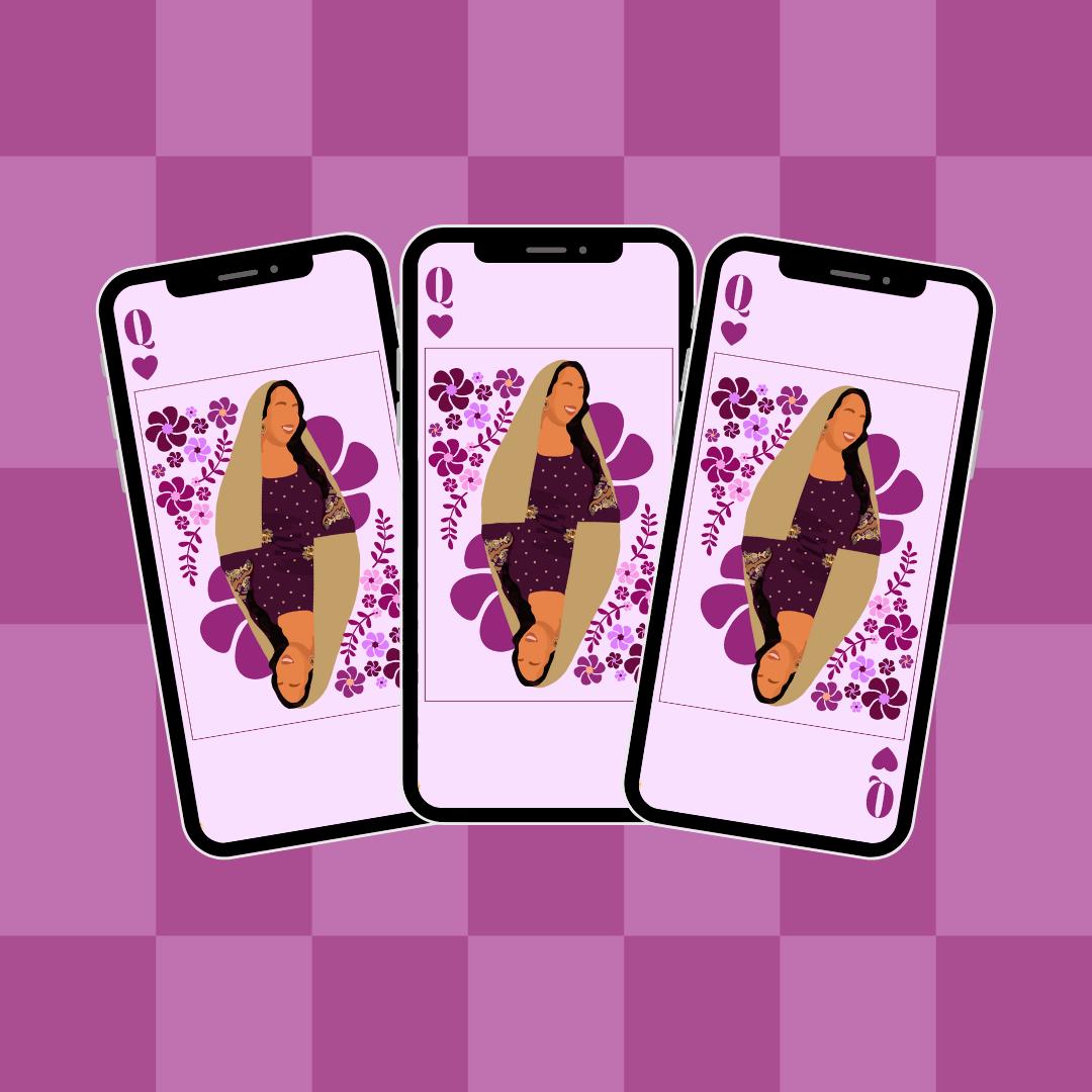 Retro Hijabi Queen iPhone Wallpaper | Groovy Floral Phone Background (Digital Download)